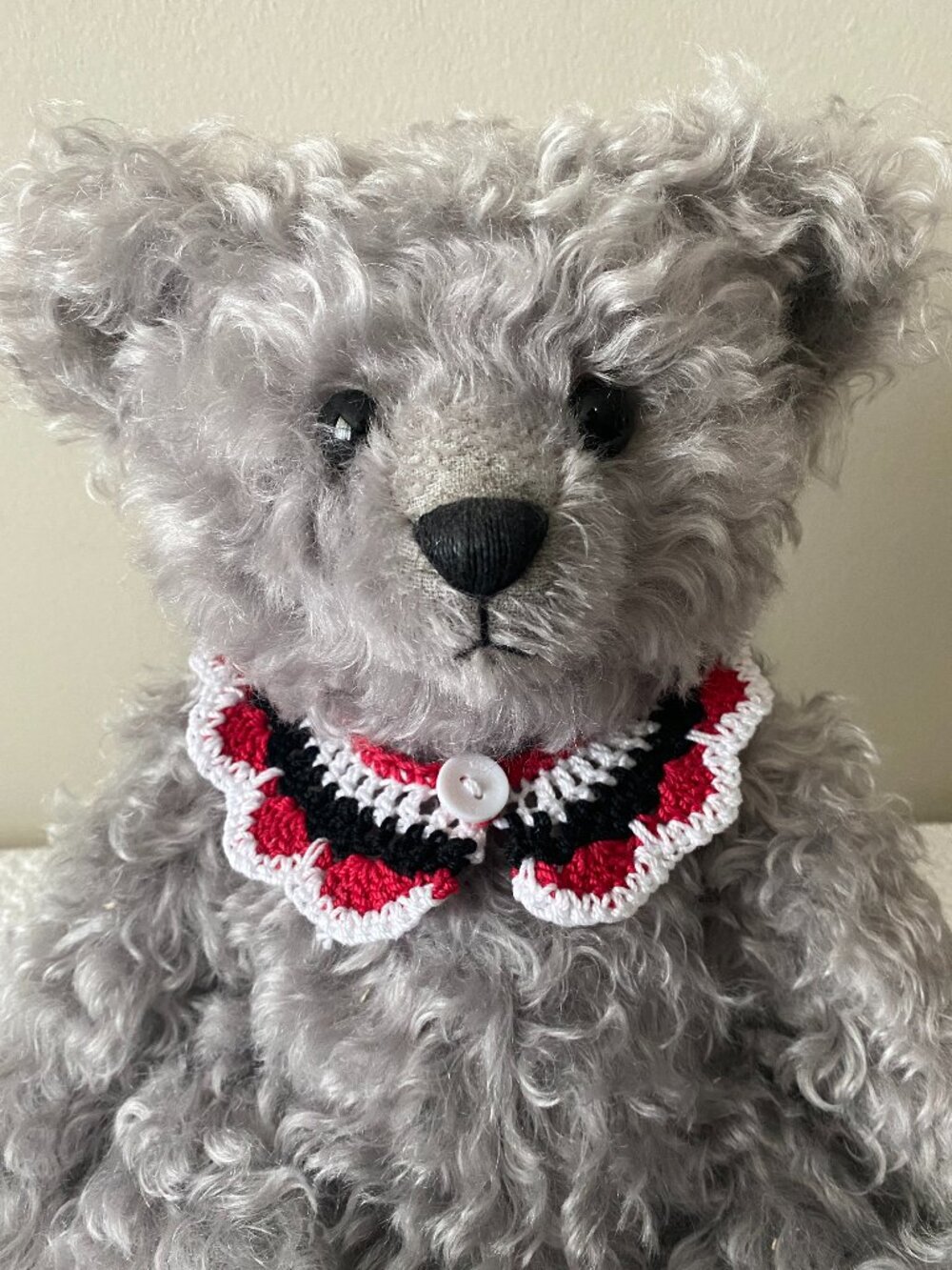 Handmade Crochet Red White Black Collar Accessory for Teddy Bears & Plush Toys